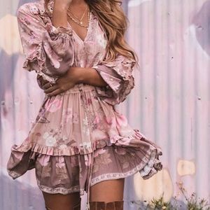 Boho bright floral midi dress